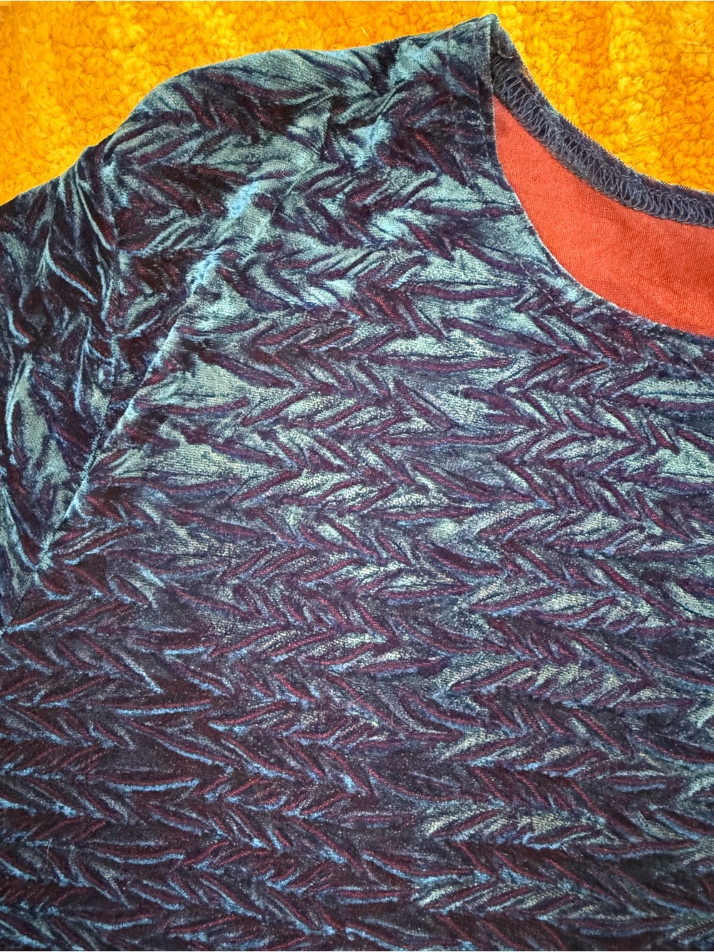 Vintage Velvet Textured Iridescent Top Blue Purple 90s y2k OOAK Trippy Large - Picture 6 of 6